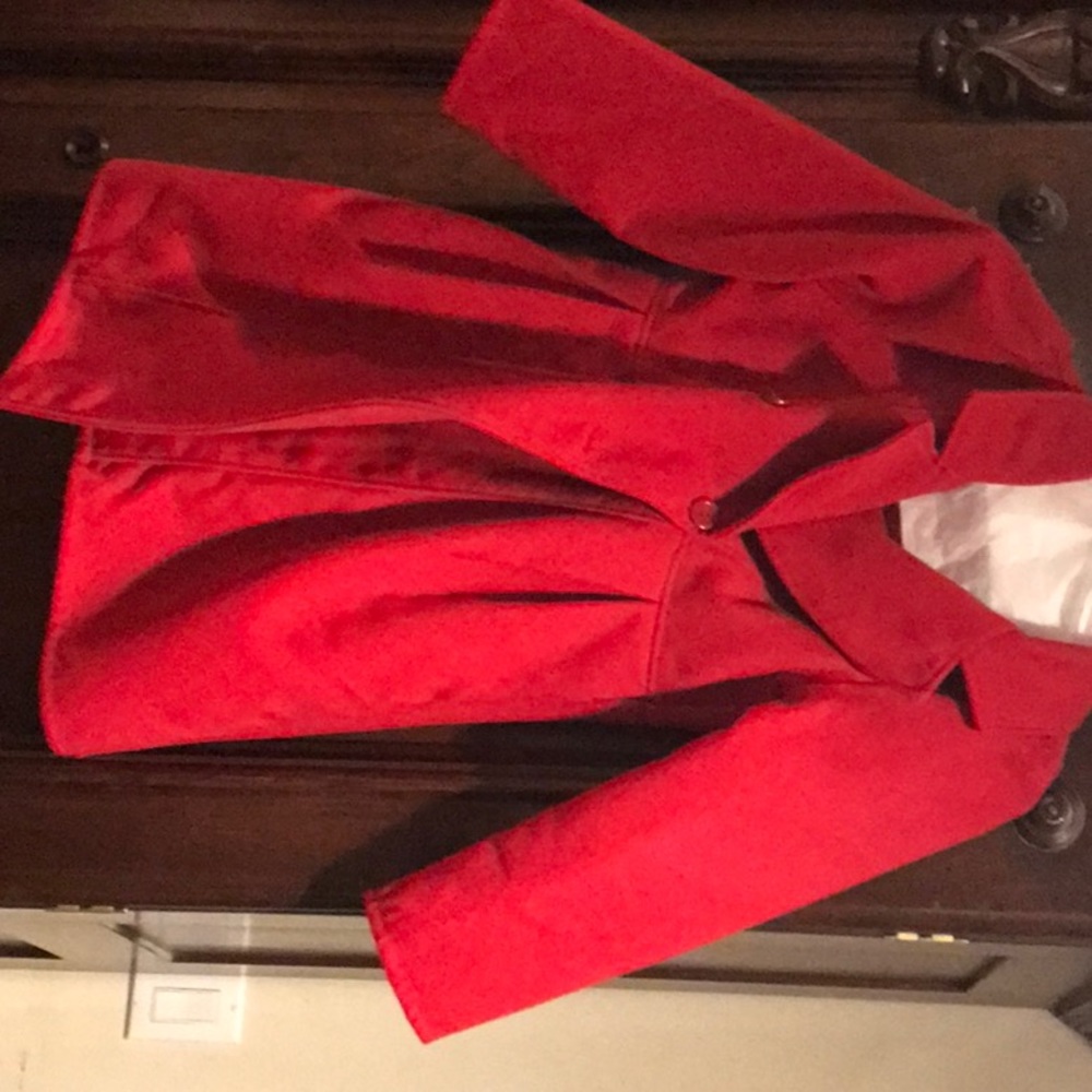 Red pea coat
